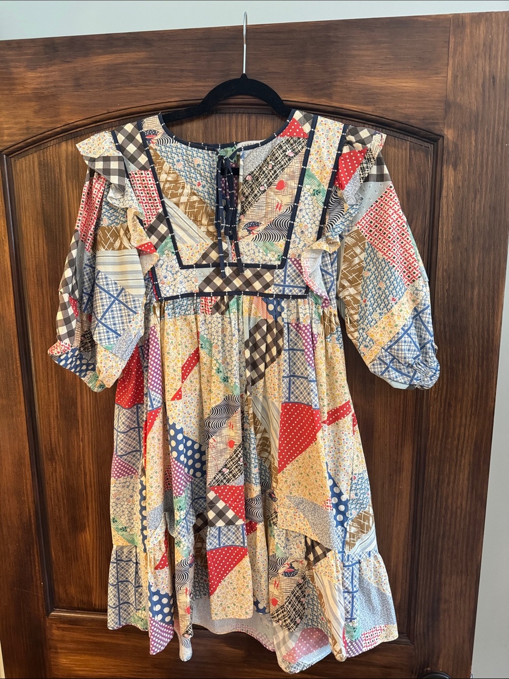 Hunter Bell Patchwork Print Ruffle Babydoll Dress - Multi